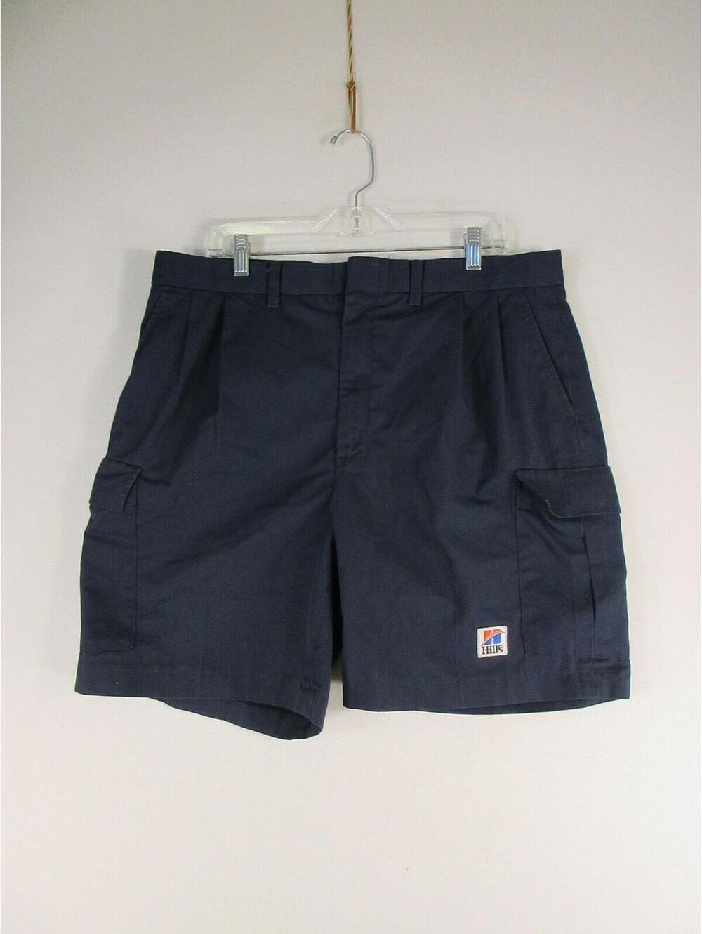 Riverside Shorts Mens 36 Navy Cargo Pleated Waist 36 Side Flap Pocket Work